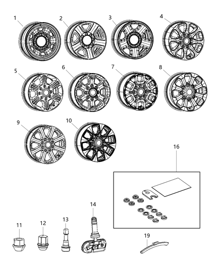2012 Jeep Patriot Valve Core Kit Valve Stem Diagram for 68206634AA