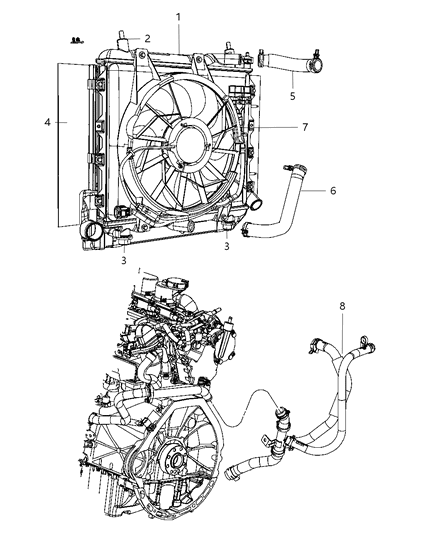 2022 Dodge Durango Radiator Engine Cooling Diagram for 5073578AB