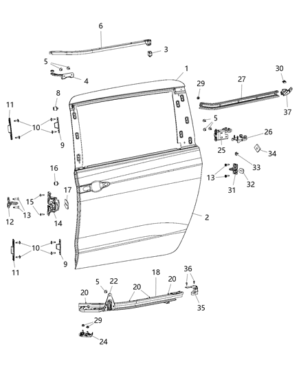 Hinge Sliding Door Diagram for 68235306AE