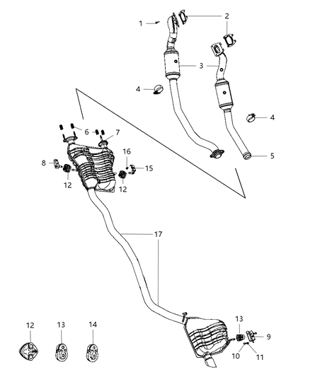 2002 Dodge Caravan Pipe And Converter Exhaust To Manifold Diagram for 68037894AE