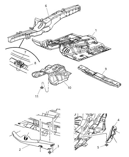 1995 Jeep Grand Cherokee Rail Frame Side Diagram for 55394058AL