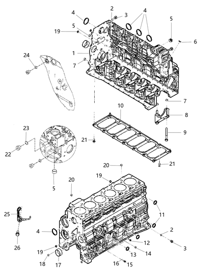 2004 Dodge Sprinter 3500 Engine Short Block Diagram for R8229035AA