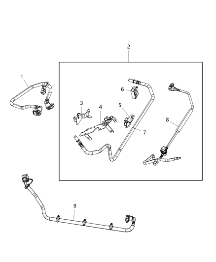 2009 Jeep Commander Bundle Fuel Supply And Vapor Line Diagram for 68460969AA