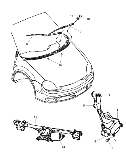 Connector Washer Hose Elbow Type Diagram for 5018106AA