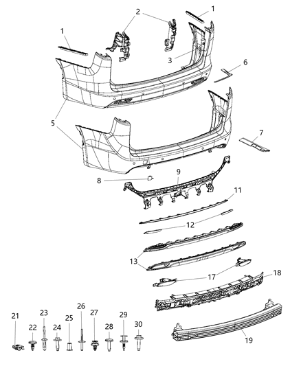 Support Rear Fascia Diagram for 68229231AC