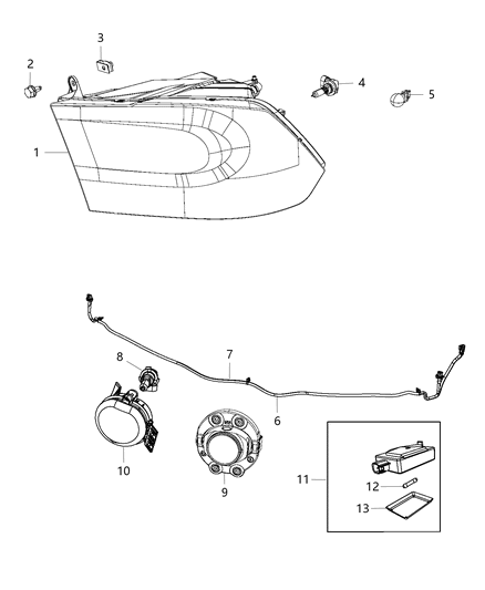 Lamp Headlamp Parking And Turn Diagram for 68274983AA