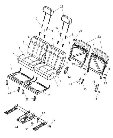 1996 Dodge Caravan Panel Rear Seat Back Flipper Panel Diagram for 1BN33ZJ8AB