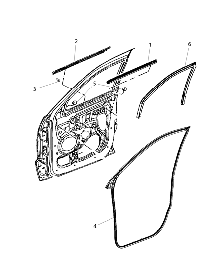 2016 Jeep Wrangler Weatherstrip Front Door Belt Inner Inner Diagram for 55399209AA
