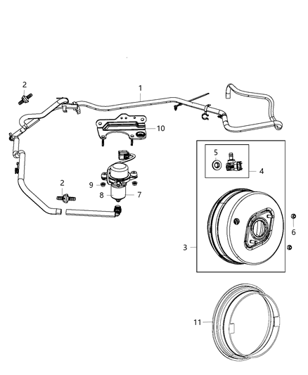 2003 Chrysler PT Cruiser Hose Brake Booster Vacuum Diagram for 4581809AD