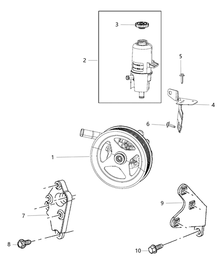2011 Jeep Patriot Reservoir Power Steering Fluid Includes Cap Diagram for 68225510AA