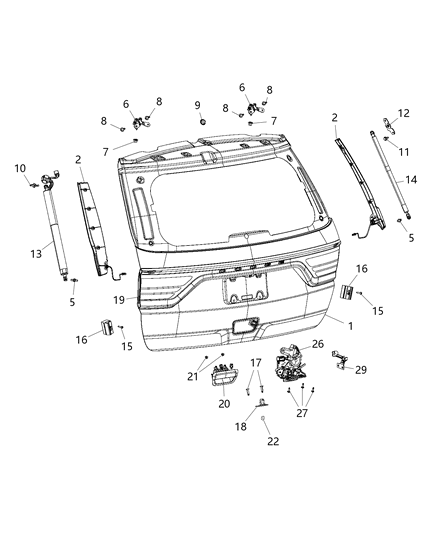 2008 Dodge Challenger Power Drive Assembly Liftgate Power Drive Unit Diagram for 68333902AB