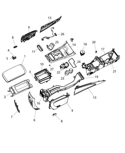 Armrest Console Diagram for 5PT01HL1AB