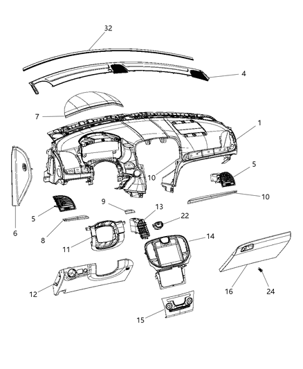 Applique Instrument Panel Inboard, Driver Diagram for 68159464AA