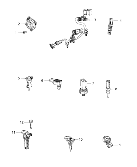 Temp/Pressure Sensor Oil Filter Adapter Diagram for 68258694AA