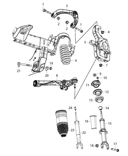 Arm Upper Control Front, Passenger Side Diagram for 68323531AA