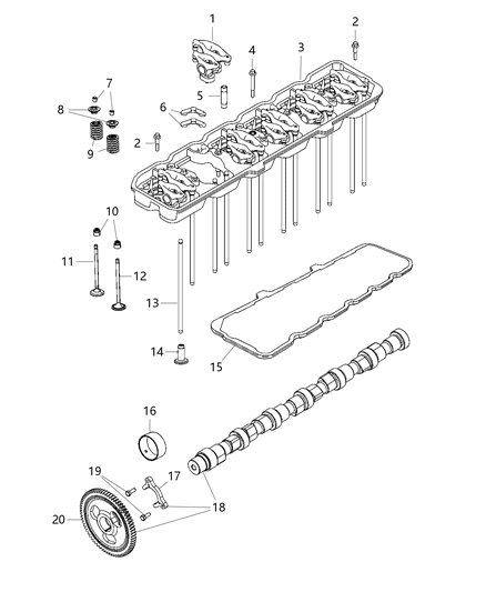 Camshaft Engine Includes Camshaft Gear And Woodruff Key Diagram for 68455202AA