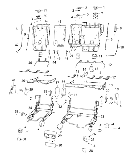 2021 Jeep Cherokee Cover Armrest Pivot Inner Shield Diagram for 1XT85LT5AA