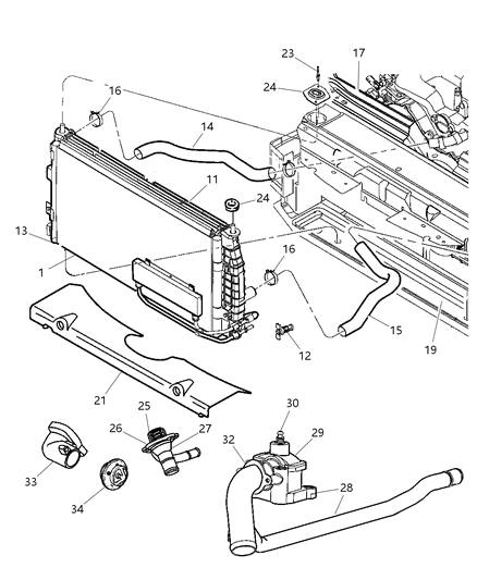 1999 Dodge Ram 2500 Van Hose Radiator Outlet Diagram for 4767164AD