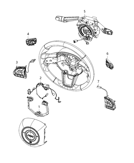 1991 Dodge Ram 50 Clockspring Steering Column Control Module Diagram for 6UW42LXHAA