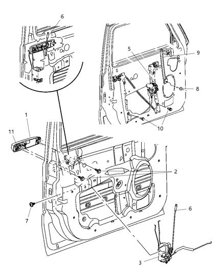 Regulator Front Door Window Diagram for 55396480AG