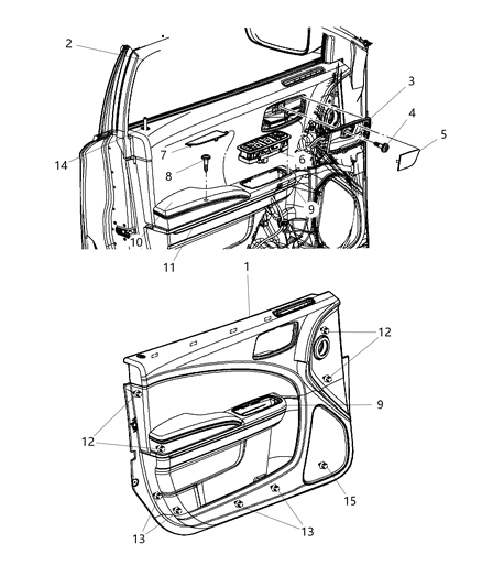 Panel Assembly Front Door Trim Diagram for 5PF051X9AB