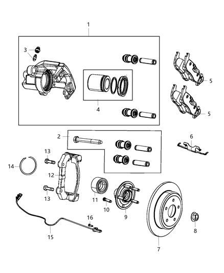 Pad Kit Rear Disc Brake Diagram for 68516694AB