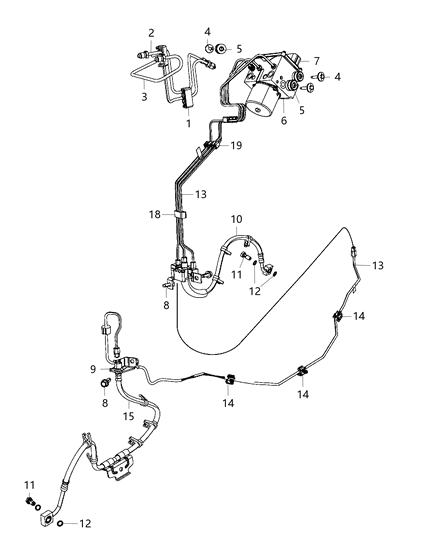 2020 Ram 3500 Tube Brake Junction Block To Right Front Hose Diagram for 68351133AE