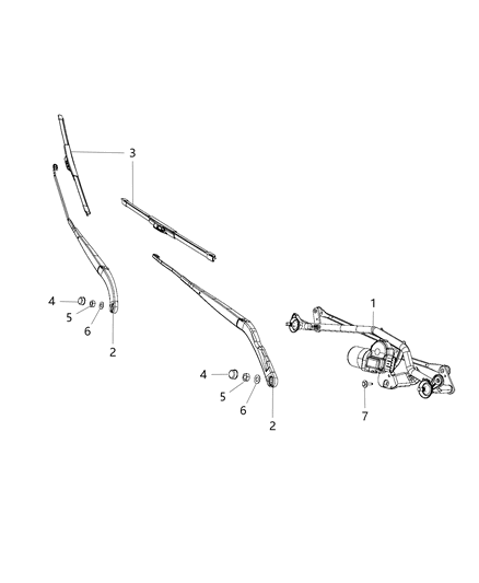 2019 Ram ProMaster 1500 Wiper Arm, Front Passenger Side Diagram for 68159679AE