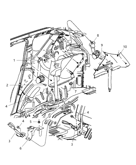Seat Belt Rear Counter Shoulder Diagram for 1AC87DK7AA
