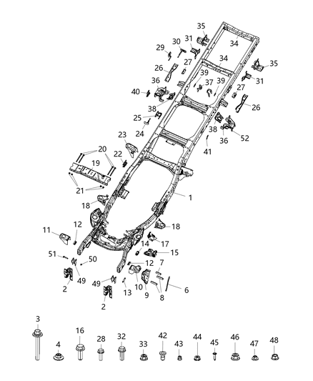 Bolt Hexagon Flange Head Crossmember To Bracket Diagram for 6513088AA