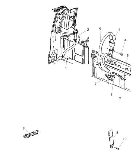 Seat Belt Rear Outer Diagram for 5KS491DVAA