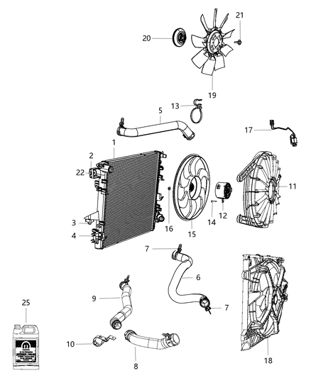 Hose Radiator Outlet Diagram for 68211603AA
