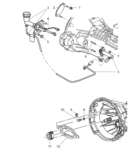 2000 Chrysler Concorde Hydraulic Assembly Clutch Master Cylinder Diagram for 52110495AE