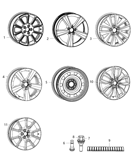 Wheel Aluminum Diagram for 5XW01DX8AA
