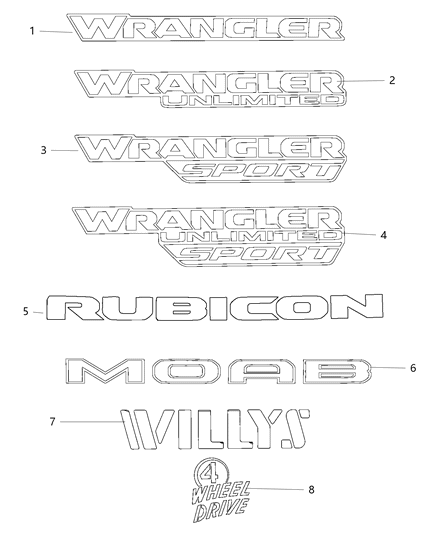 1984 Dodge Ramcharger Decal Tailgate 4 Wheel Drive Diagram for 6ZX68RXFAA