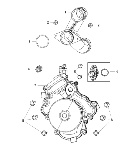 Pump Water Diagram for 68490215AA
