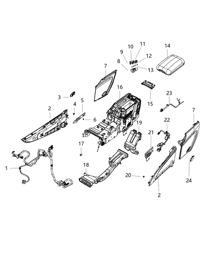 1993 Dodge Ram 50 Armrest Console Diagram for 6QC58DX9AA