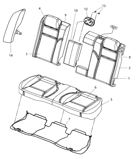 2009 Chrysler 300 Bolster Seat Diagram for 1LM68XDVAB