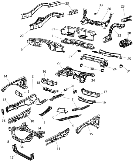 Beam Upper Load Path Right Diagram for 5065504AD