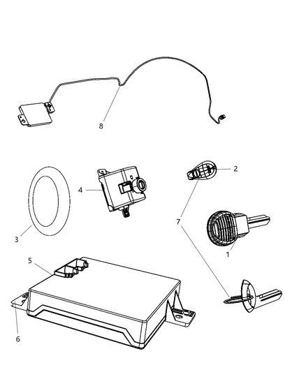 Transmitter Integrated Key Fob Diagram for 5026315AC