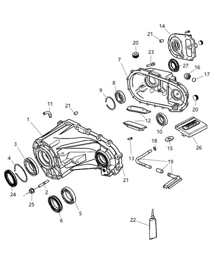 Case Transfer Case Rear Diagram for 68023510AA