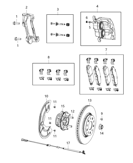 Pad Kit Front Disc Brake Diagram for 68456066AA