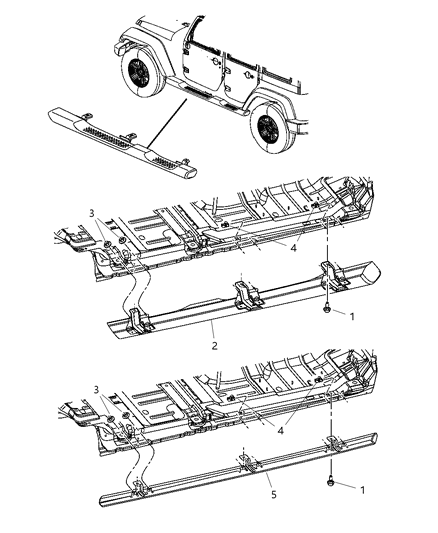 1984 Jeep J10 Step Pad Side Step Tubular Side Steps Diagram for 55397417AA