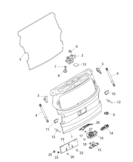 Latch Lift Gate Diagram for 68349766AA