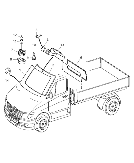 2008 Dodge Sprinter 3500 Windshield Diagram for 4862604AA