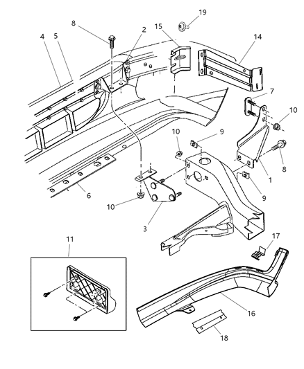 Bracket Bumper Face Support Diagram for 55077275AC