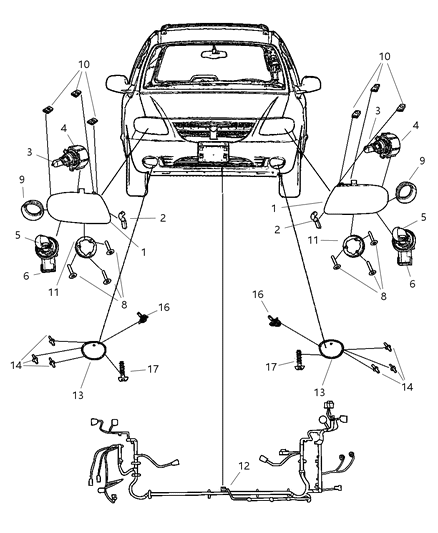 2003 Chrysler Town & Country Wiring Headlamp Diagram for 4869540AF