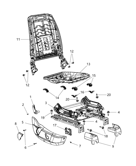 Cover Seat Track Rear Diagram for 1MZ251DVAA