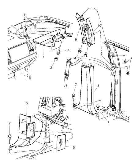 Molding A Pillar Diagram for 5JY55BDXAL