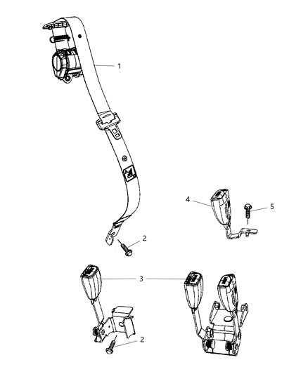 2007 Chrysler Pacifica Seat Belt Rear 65/35 Seat, Inner Diagram for XV77BD5AC